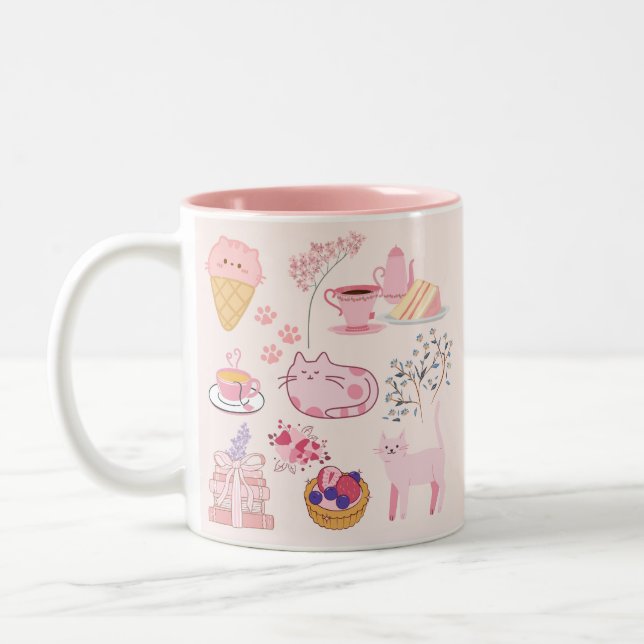 Tasse 2 Couleurs Chats Roses Coziness (Gauche)
