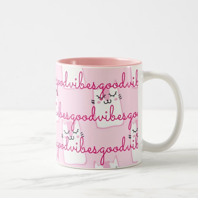 Tasse 2 Couleurs Chats roses Good Vibes (Droit)