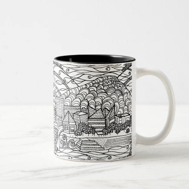 Tasse 2 Couleurs Chattanooga lunatique noir et blanc (Droit)