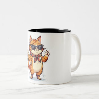 Tasse 2 Couleurs Chatte impertinente en lunettes de soleil et échar