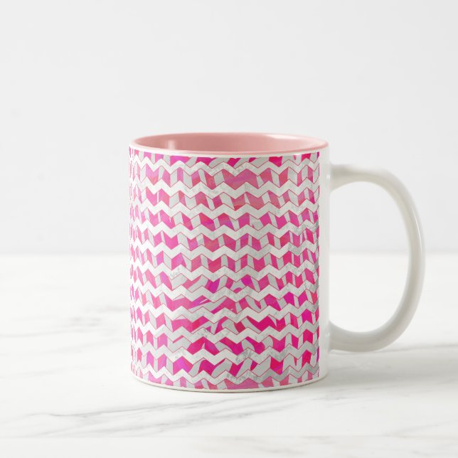 Tasse 2 Couleurs Chaud rose et blanc Chevron Zebra (Droit)