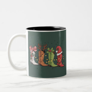 Tasse 2 Couleurs Chaussure de cowboy Noël Western Cowgirl Country X