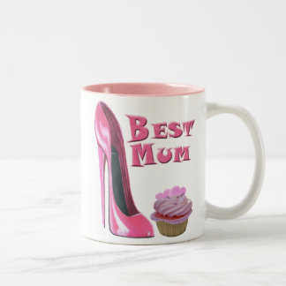 Tasse 2 Couleurs Chaussure stylet et petit gâteau du meilleur rose