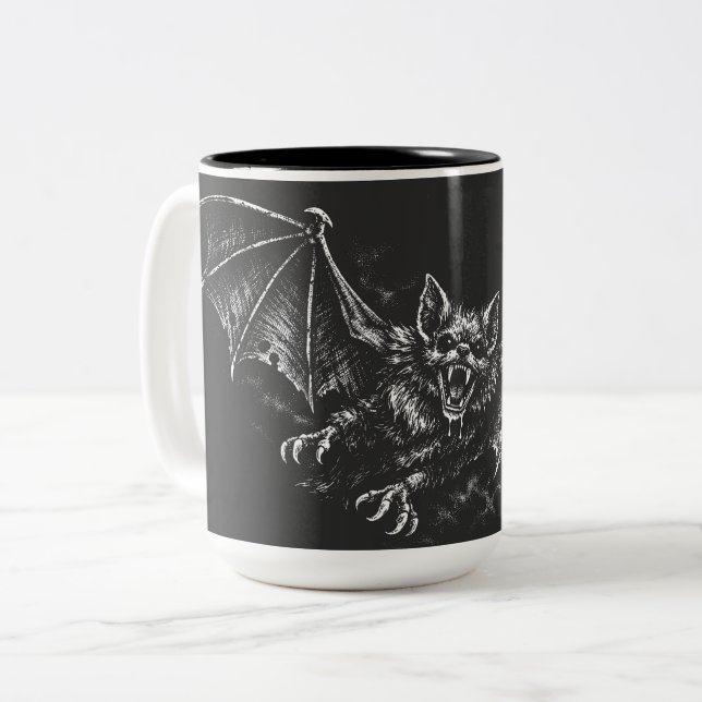 Tasse 2 Couleurs Chauve-souris plongeante - par BurnsInHell (Devant gauche)