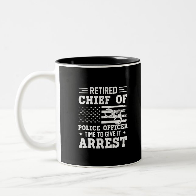 Tasse 2 Couleurs Chef De Police À La Retraite - Américain-drôle (Gauche)