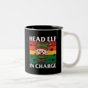Tasse 2 Couleurs Chef Elfe en charge - Joli Elfe de Noël