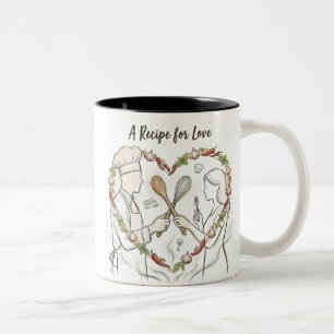 Tasse 2 Couleurs Chef Romantique & Couple de Cœurs Cadeau