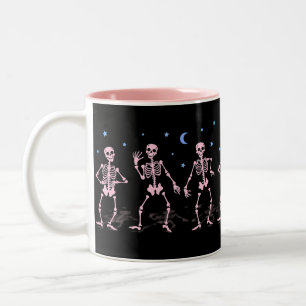 Tasse 2 Couleurs Chemise d'Halloween en squelette rose