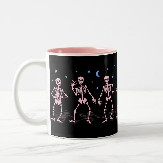 Tasse 2 Couleurs Chemise d'Halloween en squelette rose (Gauche)