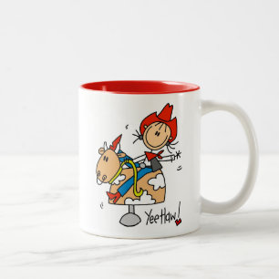 Tasse 2 Couleurs Chemise et Cadeaux Cowgirl Stick Figure Yee Haw