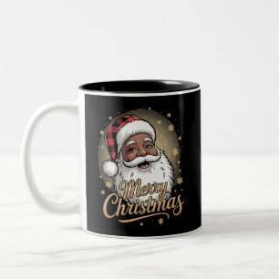 Tasse 2 Couleurs Chemises de Noël afro-américaines Père Noël 
