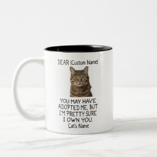 Tasse 2 Couleurs cher chat, Photo et nom de chat personnalisés 