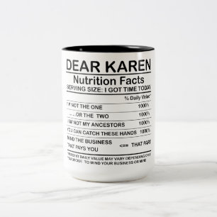 Tasse 2 Couleurs Cher Karen Nutrition Facts