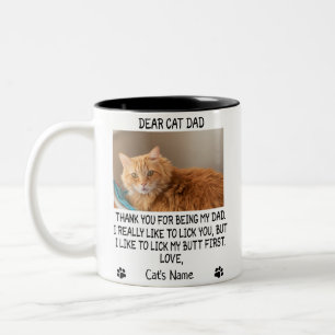 Tasse 2 Couleurs Cher père de chat, photo et nom du chat personnal