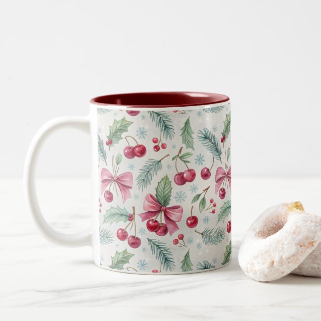Tasse 2 Couleurs Cherry Christmas (Avec donut)