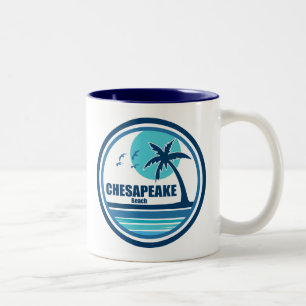 Tasse 2 Couleurs Chesapeake Beach Maryland Palm Tree Birds