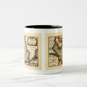 Tasse 2 Couleurs Cheshire (Chester) Comté Angleterre Carte Antiquai