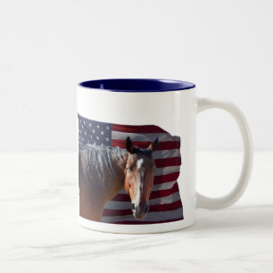 Tasse 2 Couleurs Cheval américain et drapeau quarts - patriotiques