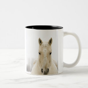 Tasse 2 Couleurs Cheval avec la neige sur la tête