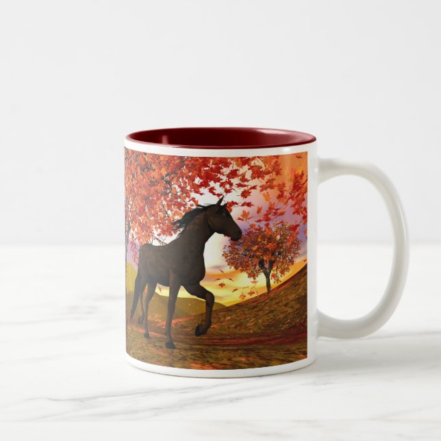 Tasse 2 Couleurs Cheval d'automne (Droit)