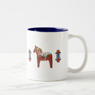 Tasse 2 Couleurs Cheval de Dala de Suédois avec le Norvégien