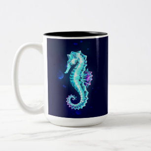 Tasse 2 Couleurs Cheval de mer de glace cristal sur Arrière - plan 