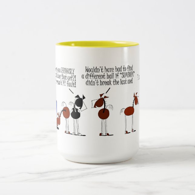 Tasse 2 Couleurs Cheval drôle effrayé de la bande dessinée jaune de (Centre)