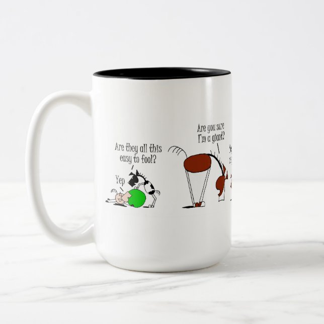 Tasse 2 Couleurs Cheval drôle et bande dessinée miniature de (Gauche)