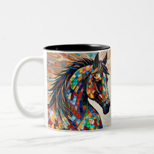 Tasse 2 Couleurs Cheval en mosaïque de verre multicolore 15