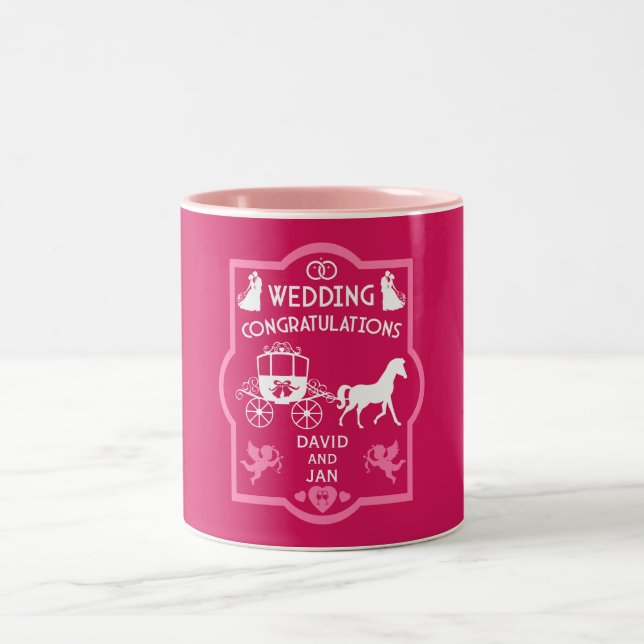 Tasse 2 Couleurs Cheval Et Panier Romantique Mariage (Centre)