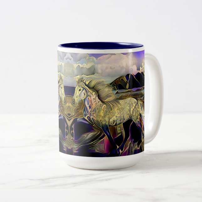 Tasse 2 Couleurs Cheval islandais Art Déco (Devant droit)
