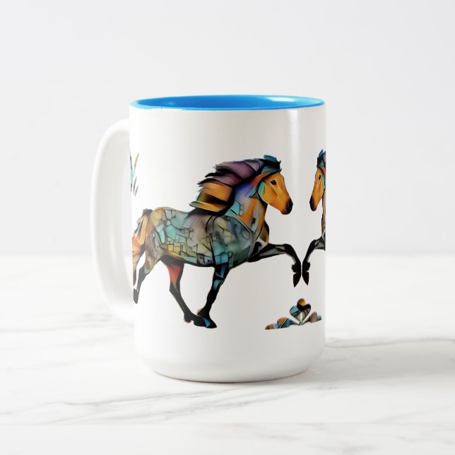 Tasse 2 Couleurs Cheval islandais Pop Art (Devant gauche)