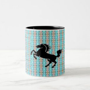 Tasse 2 Couleurs Cheval noir floral élégant