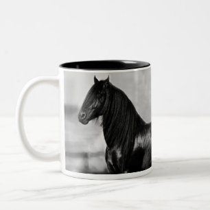 Tasse 2 Couleurs Cheval noir frison fier d'étalon