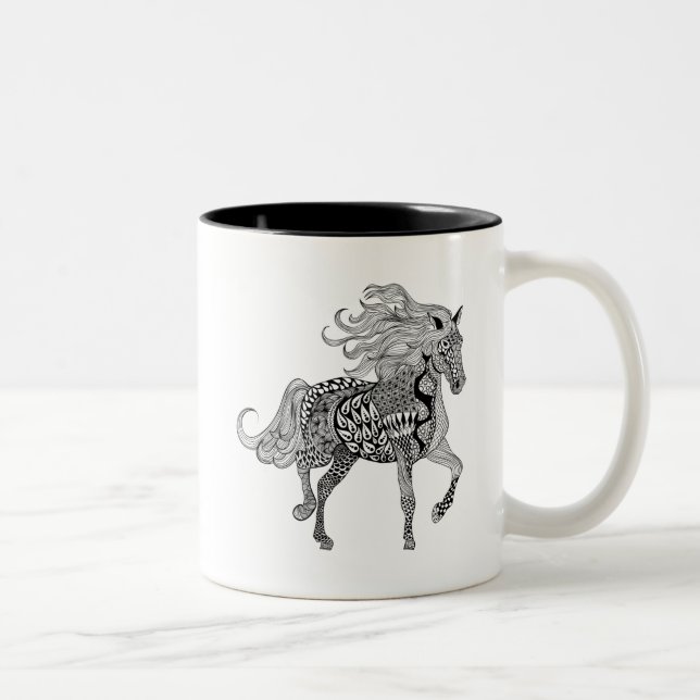 Tasse 2 Couleurs Cheval noir inspiré (Droit)