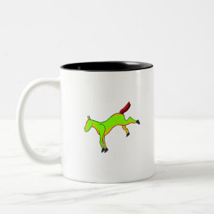 Tasse 2 Couleurs Cheval vert avec des nuances de rouge sur la queue