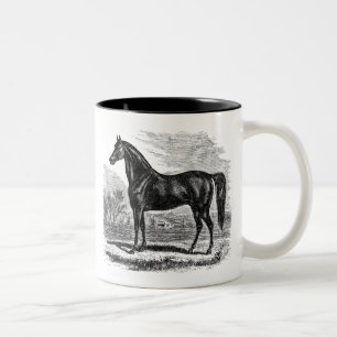 Tasse 2 Couleurs Cheval vintage de 1800s - modèle de cavalier de