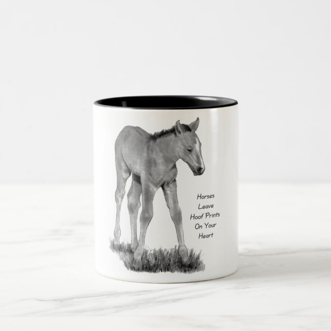 Tasse 2 Couleurs Chevaux d'amour : Hoofprints sur votre coeur : (Centre)