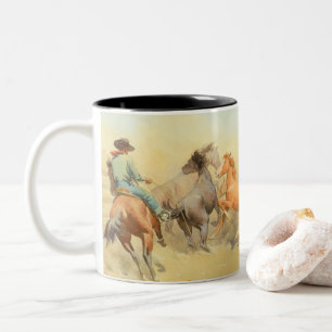 Tasse 2 Couleurs Chevaux de course par Maynard Dixon