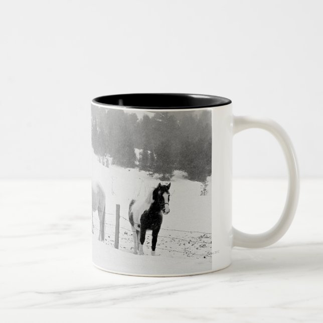 Tasse 2 Couleurs Chevaux sur le ranch (Droit)
