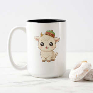 Tasse 2 Couleurs Chèvre Bébé Mignonne Kawaii avec un Chapeau Tradit