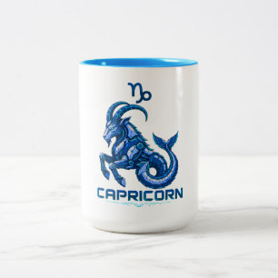 Tasse 2 Couleurs Chèvre de mer cyber futuriste Art Méca Bleu