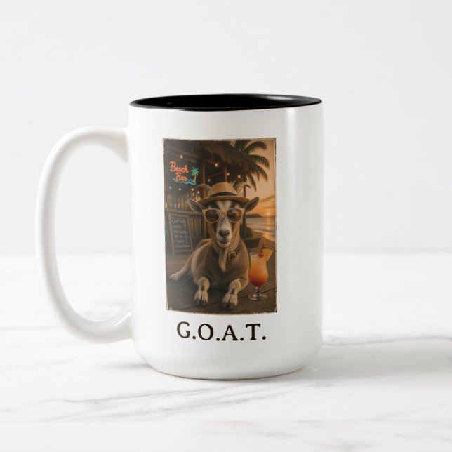 Tasse 2 Couleurs Chèvre de plage cool avec cocktail (Gauche)