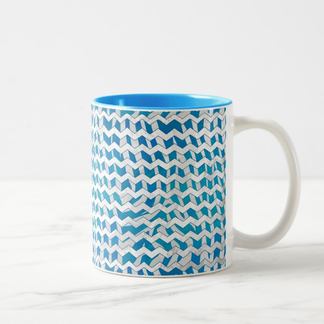 Tasse 2 Couleurs Chevron bleu et blanc Zebra (Droit)