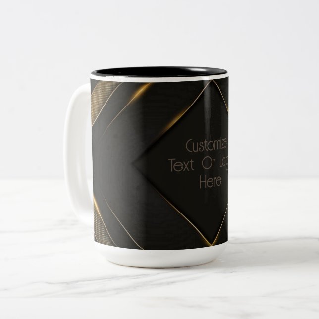 Tasse 2 Couleurs Chevron Noir Et Or Personnalisé (Devant gauche)
