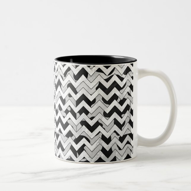 Tasse 2 Couleurs Chevron Vache noir et blanc (Droit)
