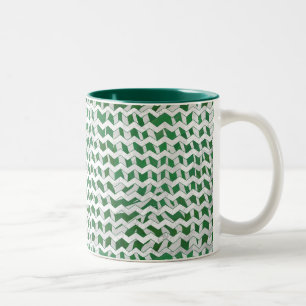 Tasse 2 Couleurs Chevron Zebra Green et White Print