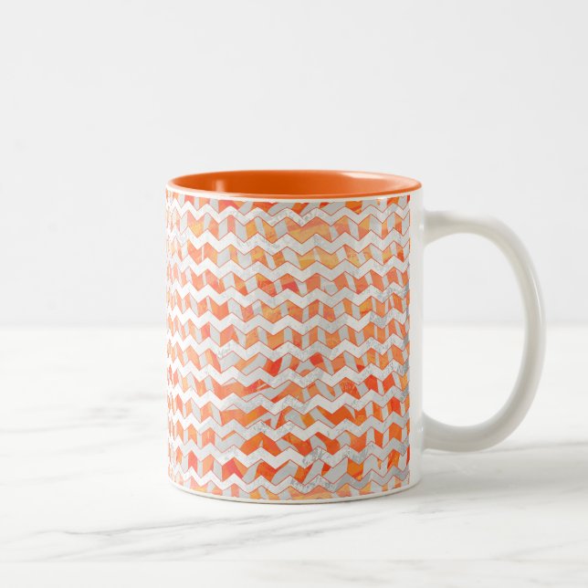 Tasse 2 Couleurs Chevron Zèbre Orange et Blanc (Droit)