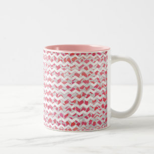 Tasse 2 Couleurs ChevronDalmatien rose et blanc