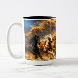 Tasse 2 Couleurs Chevrons de chevaux courant à travers la nébuleuse